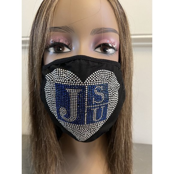 Jackson State University Bling Face Mask Heart - Picture 1 of 12